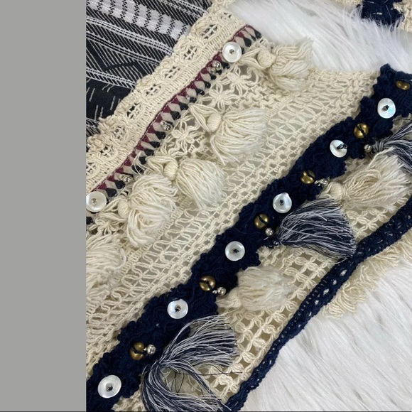 NEW ZARA Fringe Crochet Kimono Jacket Sz M - Picture 7 of 11